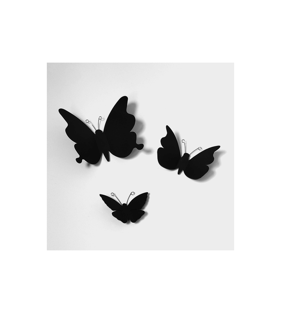 DECORO MURALE 3D "BLACK BUTTERFLIES"